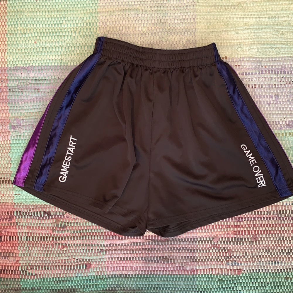 Black Athletic Shorts with blue and purple stripe